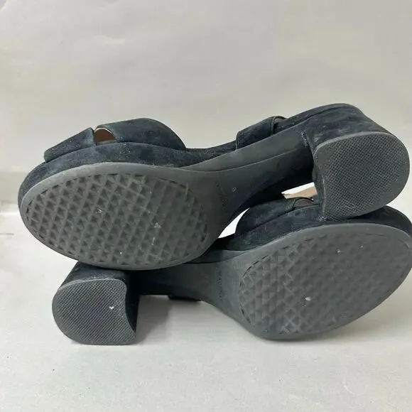 Aerosoles Cosmos Crisscross Platform Sandal in Black Suede Size 9 Block Heel - Picture 12 of 15